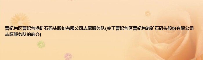 曹妃甸区曹妃甸港矿石码头股份有限公司志愿服务队(关于曹妃甸区曹妃甸港矿石码头股份有限公司志愿服务队的简介)