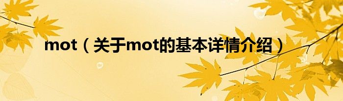 mot（关于mot的基本详情介绍）