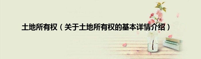 土地所有权（关于土地所有权的基本详情介绍）