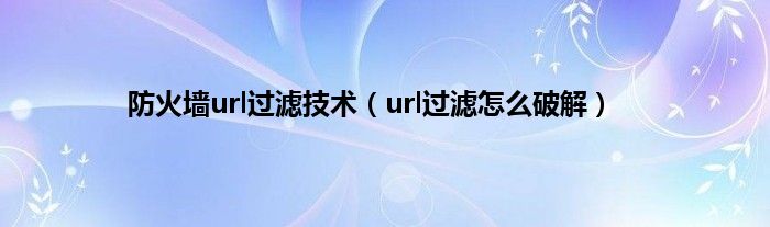 防火墙url过滤技术（url过滤怎么破解）