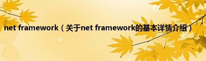 net framework(关于net framework的基本详情介绍)