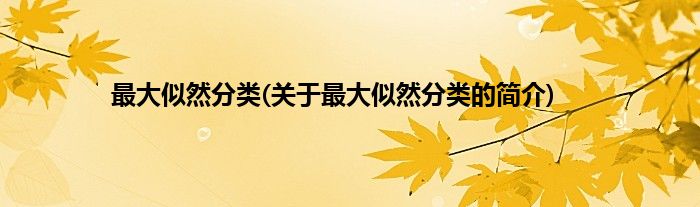 最大似然分类(关于最大似然分类的简介)