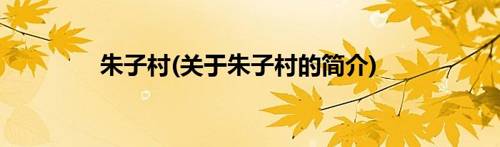 朱子村(关于朱子村的简介)