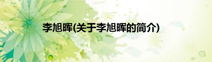 李旭晖(关于李旭晖的简介)