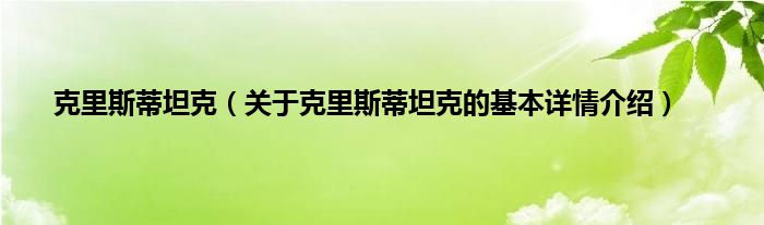 克里斯蒂坦克（关于克里斯蒂坦克的基本详情介绍）