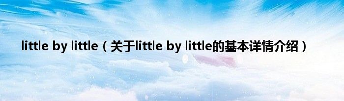 little by little(关于little by little的基本详情介绍)