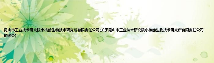 昆山市工业技术研究院小核酸生物技术研究所有限责任公司(关于昆山市工业技术研究院小核酸生物技术研究所有限责任公司的简介)