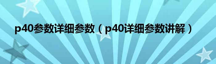 p40参数详细参数（p40详细参数讲解）