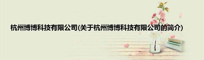 杭州博博科技有限公司(关于杭州博博科技有限公司的简介)