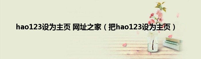 hao123设为主页 网址之家（把hao123设为主页）