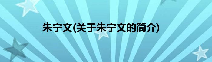 朱宁文(关于朱宁文的简介)