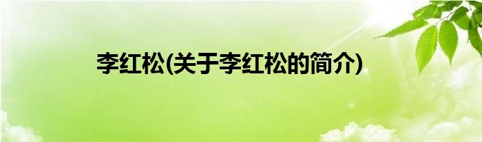 李红松(关于李红松的简介)