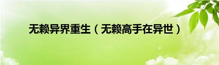 无赖异界重生（无赖高手在异世）