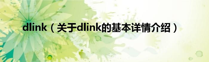 dlink(关于dlink的基本详情介绍)