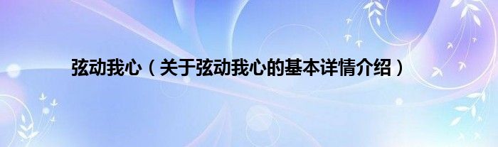 弦动我心（关于弦动我心的基本详情介绍）