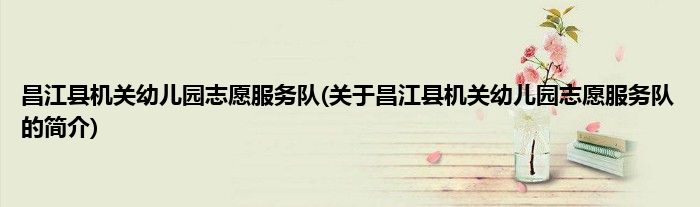 昌江县机关幼儿园志愿服务队(关于昌江县机关幼儿园志愿服务队的简介)