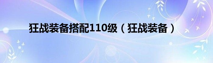 狂战装备搭配110级（狂战装备）